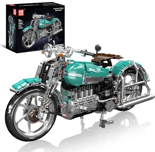 Mould King 23004 MOC Technik Kreatives Amerikanische Motorräder Spielzeug Contraption: Motorrad 1971 Teile Technologie Klemmbausteine Bausatz DIY Modellauto Blocks Set