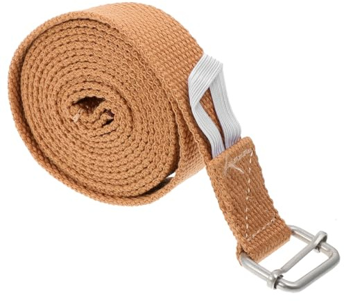 CONGARTENO Ceinture Extensible De Yoga 1,83 m En Coton Marron, Bande De Traction Réglable, Sangle De Fitness Multifonction Pour Pilates, Étirements Et Renforcement Musculaire, Entraînement Sportif