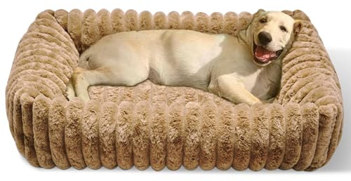EASY SPEED Cama para Perros, Sofá Perro Ortopédica, Cama Perro Desenfundable y Lavable, Antideslizante Antiansiedad, Impermeable, Suave, para Perros y Gatos, 75x60cm, Marron