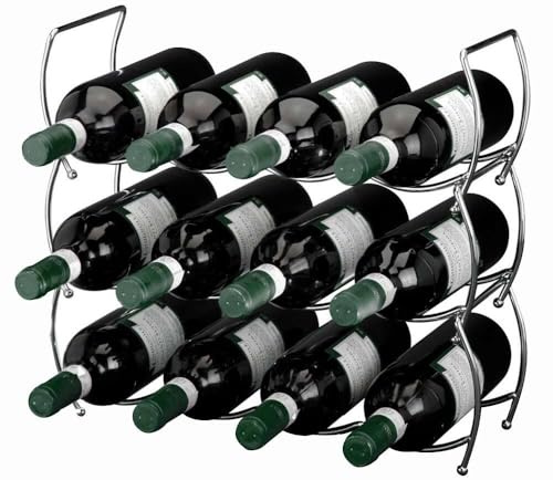 zeitzone Weinregal Flaschenregal Stapelbar Chrom 3-er Set für 12 Flaschen Metall