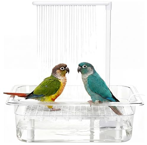 Vogeldusche Wellensittich - Vogel Badewanne mit Dusche - USB-betriebenes Vogelbad mit Wasserzirkulation - Vogel Badehaus mit Rutschfester Boden für Wellensittiche und Kleine Vögel