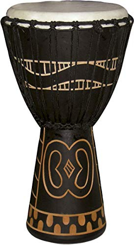 '12 Djembe dekoriert mit Motive africanos. Holz dunkel