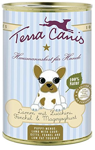 Terra Canis | Lamm mit Zucchini, Fenchel und Magerjoghurt für Welpen | 12 x 400 g