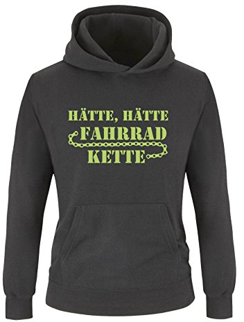 Comedy Shirts - HÄTTE HÄTTE Fahrrad Kette - Jungen Hoodie - Schwarz/Grün Gr. 152/164