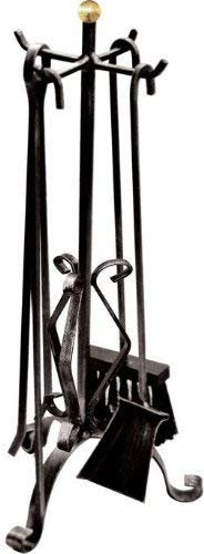 SET CAMINO IN FERRO BATTUTO MANICO CURVO Altezza 70 cm.