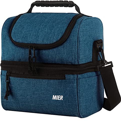 MIER 2 Decks Lunch Bag Men with Detachable Shoulder Strap, Ocean Depths, L