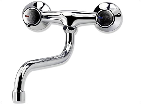 Mprofi MT® Küchenarmatur - Wasserhahn Wandmontage - Armatur Küche - Wandarmatur Spültischarmatur - Mischbatterie - Wand Spültischbatterie - Chrom - 7116