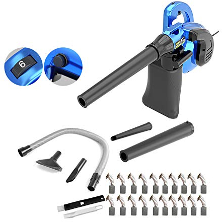 ACXZ Soffiatore e aspiratore Elettrico, spazzatrice con Cavo, 6 velocità variabili per la Cura del Prato, Kit di Pulizia Incluso, Blu, 3000W