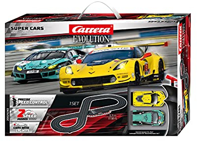 Carrera Evolution I Super Cars Rennbahn-Set | Rennbahnen und lizensierte Slotcars | bis zu 6 Spieler | Für Jungs & Mädchen ab 8 Jahren & Erwachsene, 73 x 12 x 49 cm