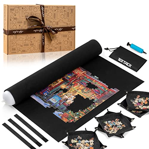 Tektalk Design de Grande capacité, Tapis de Puzzle Enroulable dans Une boîte d'emballage délicate avec Pompe à Main, pour économiser et Stocker pour 2000, 1500, 1000, 500 pièces de Puzzle