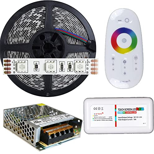 Mondo Strisce Led Kit da 5mt Striscia Led RGB composto da 1 Bobina TOTAL Waterproof ip68 + 1 Trasformatore da 60W 12Ve 1 Controller 2,4Ghz. Con 300 Led RGB sviluppa 4500 Lumen