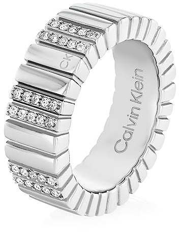 Calvin Klein Damenring MINIMALISTIC METALS Collection aus Edelstahl mit Kristallen verziert - In verschiedenen Größen erhältlich