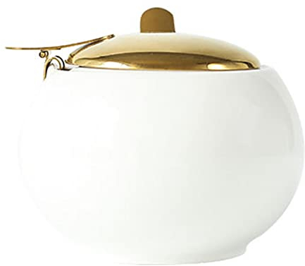 Pots de récipient Sucrier coloré avec couvercle doré, récipient à sucre de 10 x 8 cm, pot d'assaisonnement for pot de sel de sucre, pot de stockage de sucre (couleur : blanc, taille : 350 ml 12,3 oz)