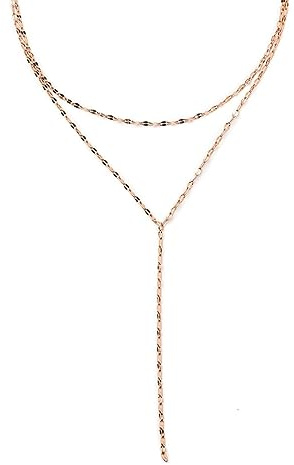 Happiness Boutique Mehrreihige Kette aus Edelstahl in Y-Design | Zweireihige Y-Halskette in Gold - Rosegold, Silber | Wasserfeste Layering Kette Rolokette-Design