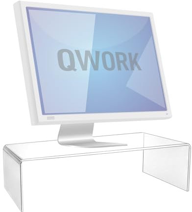 QWORK® 2 Piece Monitor Stand, Acrylic Laptop Stand, Acrylic Shelves, 40 X 20 X 10 Cm, For Pc Computer Monitor, Laptop