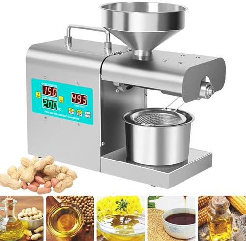 Cashwise Machine de Presse à Huile électrique 820W, extracteur d'huile Automatique Froide/Chaud, Chauffage Haute Puissance et contrôle Intelligent intégré, Acier Inoxydable de qualité Alimentaire