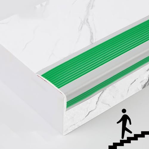 Nez De Marche D'escalier-protection Nez De Marche Caoutchouc Escalier Nez De Marche PVC 50x25mm Protections De Bord Et D'angle Nez De Marche Profilé D'escalier ( Color : Green , Size : 1m/39.3inch )