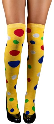 Das Kostümland Overknees Clown Kniestrümpfe Polka Dot - 414030 | Gelb Bunt