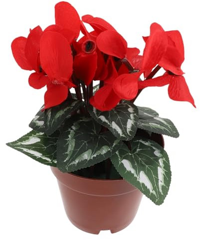 GRIRIW Künstlicher Bonsai Aus Seidenstoff Lebendige Blumen Für Haushalt Pflegeleichte Tischdekoration in Rot Realistischer Faux Blumentopf Für Wohnzimmer