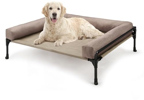 Veehoo Medium Raised Elevated Outdoor Dog Bed - washable Removable Bolster