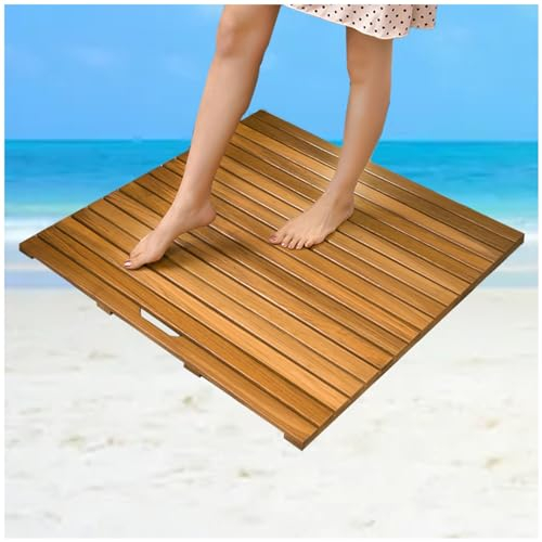 Badematten Badteppich Badezimmerteppich Extra Groß Duschmatte Badematte Für Wannen, Rutschfest Fußmatte Holz Rechteckig Saunen, Spas, Matten, Mit Griff & Drainage-Lücken ( Size : 36x39in(91.4x99cm) )