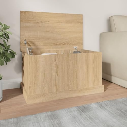 Gecheer Coffre extérieur, boîtes de rangement, coffre extérieur pour jardin, terrasse ou balcon | Coffre imperméable | Coffre pour objets et jouets en bois 70 x 40 x 38 cm Chêne Sonoma