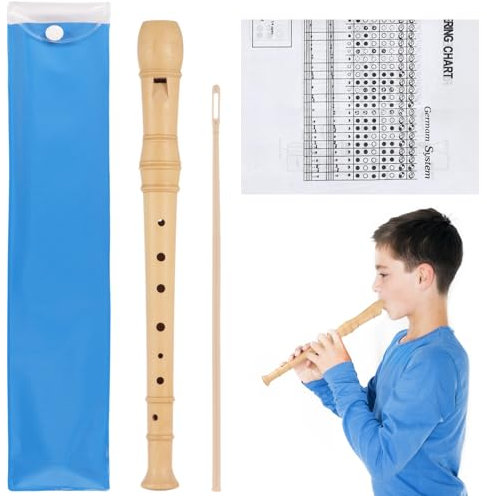 Blockflöte aus Holz,blockflöte kinder,8-Loch-Flöte mit Reinigungsstab-Griffführung, Tonhöhenverstellbare Sopranblockflöte Holzblockflöte im deutschen für Stil Anfänger