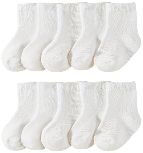 QIYIENDIAN 10 pares de calcetines de algodón elástico para bebés de colores sólidos para bebés y niños unisex