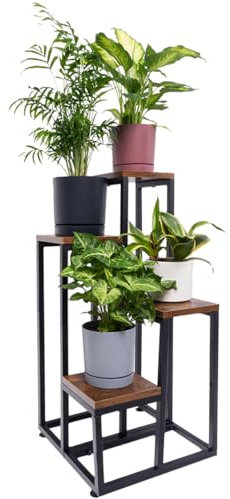 STRADO Blumenständer Metall Pflanzenständer Pflanzenregal Indoor | Blumenhocker Pflanzenhocker Blumensäule Pflanzregal | Blumentopf Ständer mit 4 Etagen