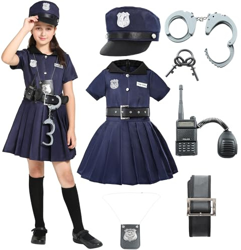 Sincere Party Ropa de policía para niñas, lindo traje de juego de roles para policías 12-14 años