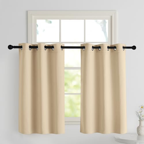 PONY DANCE Cortinas Opacas y Termicas Aislantes para Cocina,2 Piezas