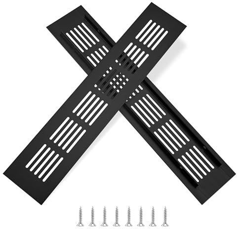 Ventilation Gitter Aluminium Lüftungsgitter Rechteckig Abluftgitter Korrosionsschutz mit Schrauben fur Belüftung von Schränken und Schlafzimmern Schwarz 25 x 5 cm