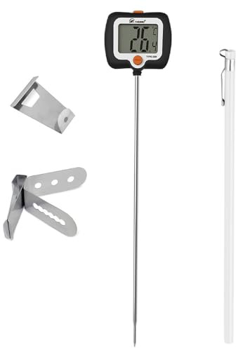 LCD digital mjölktemperaturtestare med lång sond, högprecision godistermometer, mångsidig mat kötttermometer för grillning