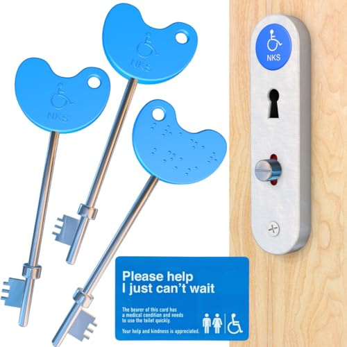 Radar Key for Disabled Toilets UK Easy Turn Pack of 3 — with Just Can't Wait Card