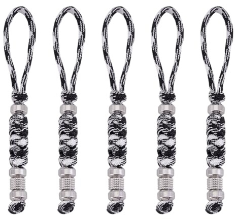 UNICRAFTALE 5Stk 13.8cm Paracord Schlaufe Mit Totenkopfperlen Geflecht Paracord Schlüsselanhänger Für Taschen EDC Werkzeuge Taktische Outdoor Camping Notfall Schlaufen
