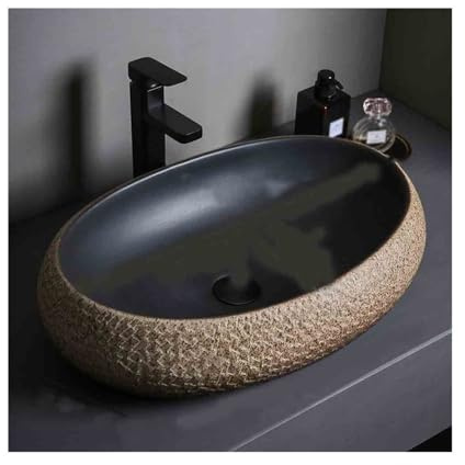 Lavabo Salle de Bain Vasque à Poser Ovale Minimaliste, Grande Taille, en céramique, for Salle de Bain Vasque à Poser