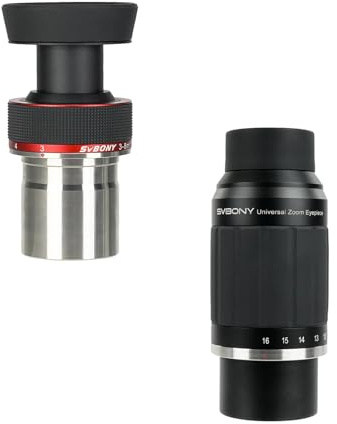 SVBONY Zoom Eyepiece Set, Achieve Zoom Range 3-16mm, SV215 Zoom Eyepiece, 1.25'' 3-8mm Eyepiece Bundle with SV245 8-16mm Telescope Eyepiece, 1.25'' 2'' Dual Interfacefor Astronomy Planetary Visual