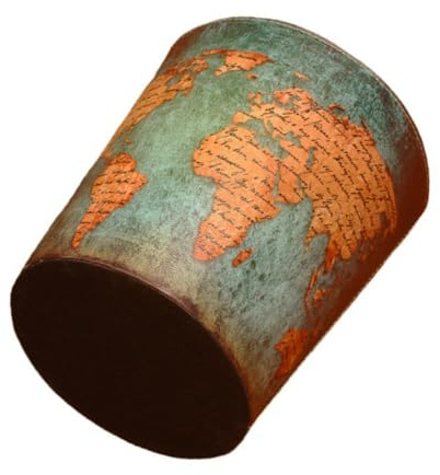 BAZEITFLOW Poubelle Ménagère Ronde Vintage Sans Couvercle 10l En Métal Recyclé Couleur Carte, Seau à Déchets Robuste Et Pratique, Cendrier Créatif Pour Chambre Et Bureau