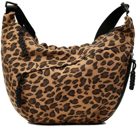 AUNGCSHE Leopard Media Luna Bandolera Mujer Leo Bolso de Hombro Ajustable Leopard Moon Bag Mujer para Mujer Viajar Trabajo Uni, marrón oscuro, kompakt