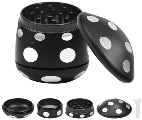 Zithgen Grinder Especias, Grinder Metalico para Hierbas Forma de Hongo Molinillo Manual de Hierbas Molinillo de Especias Molinillo Fino Portátil con 1 Cepillo para Especia Hierba Polen (6 * 5.7cm)