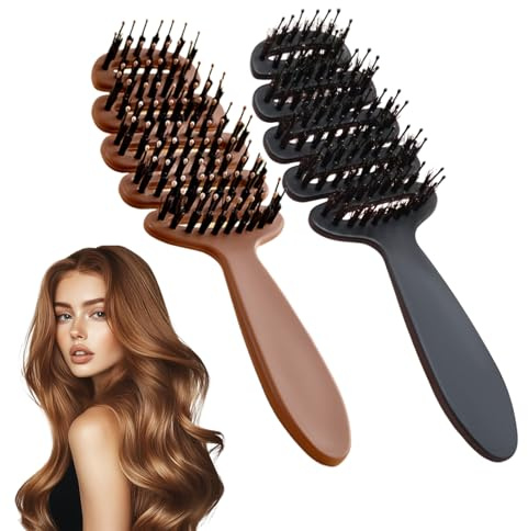 Cithway Volume+ Bristle Hair Brush,2Pcs Slick Back Brushs for Women,Volume, Smoothing & Frizz Control for Volume hair Scalp Massage