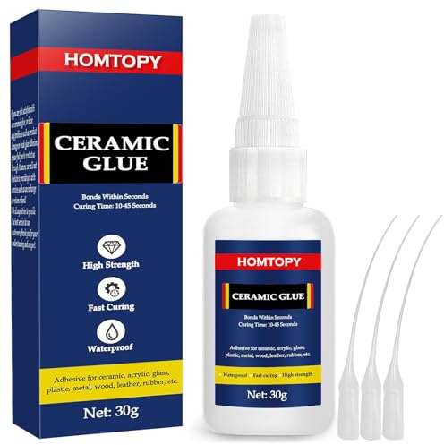 Hyleara Sekundenkleber Extra Stark für Keramik und Porzellan 30g, Wasserfester und hitzebeständiger Porzellankleber, Keramikkleber Reparatur mit Anti-Verstopfungskappe, Porzellan, Keramik