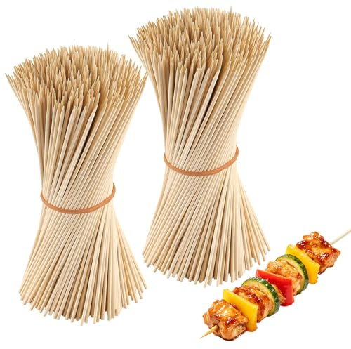 PINGEUI 400 PCS 35cm Bamboo Skewers, Extra Long Wooden BBQ Sticks for Barbecue Kebab Grilling Fruits Cake Topper, 4mm Diameter