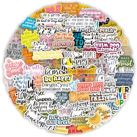 BAUCH 100 Motivierende Aufkleber mit Sprüchen | Wasserfestes Vinyl, Für Scrapbook, Laptop & Journaling, Deko für Jugendliche & Erwachsene