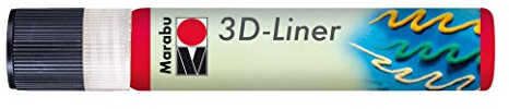 Marabu 18030009631 - 3D Liner kirschrot, 25 ml universelle Effektfarbe auf Wasserbasis, für samtartige Pluster- und Reliefeffekte auf Stoff, Holz, Metall speichelecht, einfache Fixierung