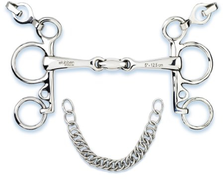 Stübben Gebiss 2241 Pelham Easy Control doppelt gebrochen - 13,5 cm - 14 mm - Edelstahl