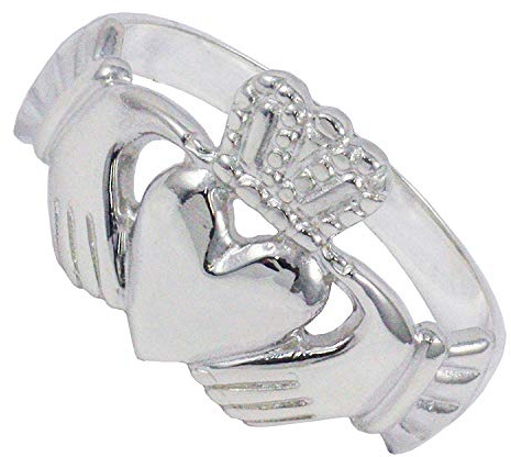 Sterlingsilver herr tung Claddagh ring storlek P - Z3, Sterlingsilver, Enkel