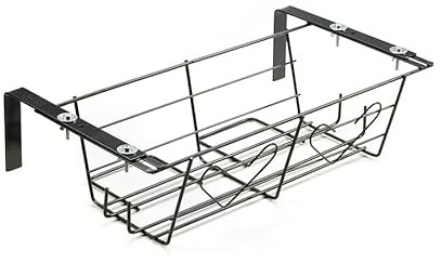 ANDRYS Portavaso da Fiori per Vasi da 40cm - Fioriera da Balcone ed Esterno - Porta Vaso in Acciaio Resistente Verniciato Nero con Struttura Regolabile