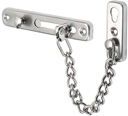 SAYAYO Chaîne de Porte de Sécurité Limiteur de Porte Étroit Verrou de Porte Anti-Vol à Ressort avec Vis pour Porte Interne à Domicile, Finition Brossée en Acier Inoxydable, EFD9000-LS