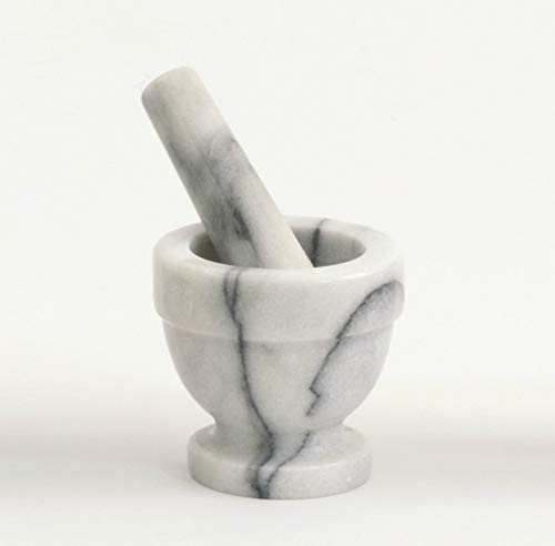 CBAM Mortero de mármol italiano blanco Mortero White Marble Mortar Pestle Home 8 x 8 cm